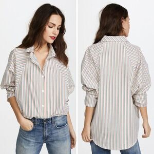 NWT Petersyn‎ Bromley striped button down linen shirt